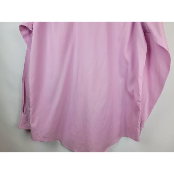 Lands End Men's Pinpoint Oxford Button Up Shirt Pink Purple Sz 17/37 Tall - Picture 8 of 9